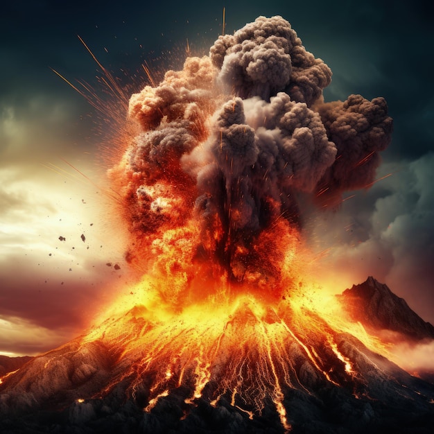 eine durch einen Vulkan ausbrechende Naturkatastrophe, generative KI