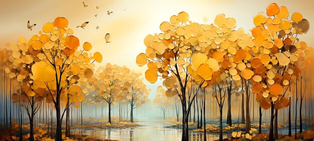 Eine eindrucksvolle Ölkreation, die die lebendigen Farben der Herbstbäume zeigt