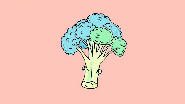 Foto eine einfache abbildung von brokkoli der brokkoli ist blau und grün gefärbt