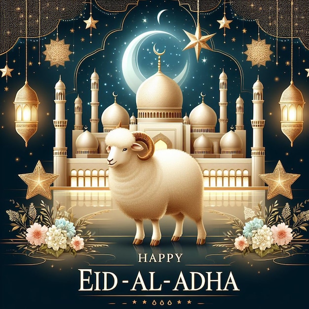 Eine einfache Karte Eid al Adha 1445h Vorlage