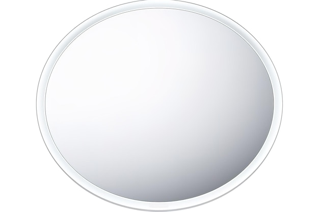 Eine einfache Reflexion in einem runden weißen Rahmenspiegel auf weißem oder PNG-transparenten Hintergrund