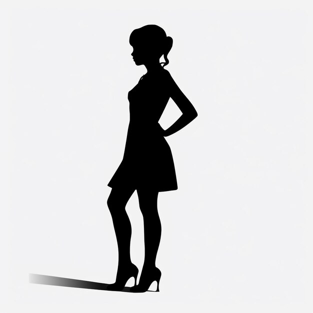 Eine einfache Silhouette einer Frau, Vektorillustration, farbiger Hintergrund