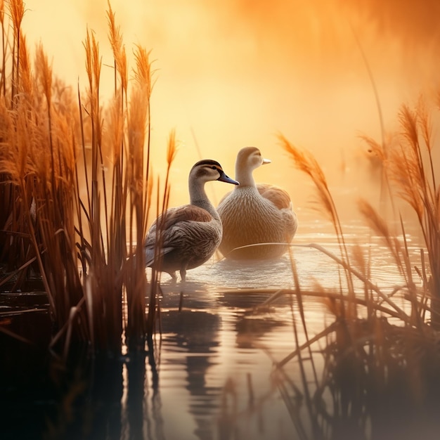 eine Ente schwimmt in einem See