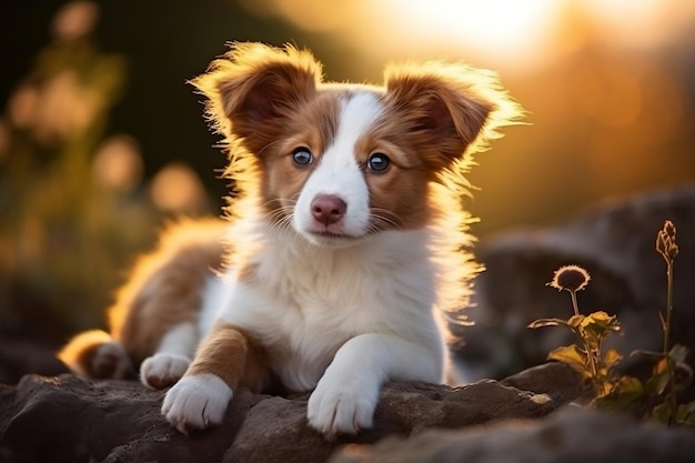 Eine entzückende Illustration mit einer bezaubernden Katze und einem liebenswerten Hund, die gemeinsam Ai hervorbringen