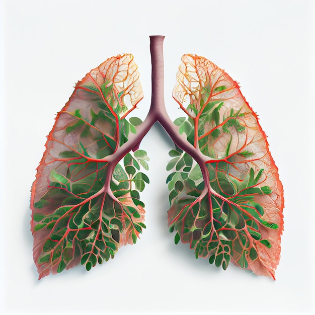 eine erzeugte Illustration menschliche Lungen aus grünen Baumblättern