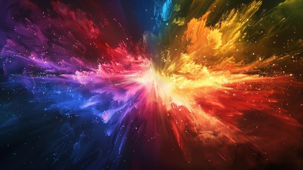 Eine Explosion von Farben bricht durch die Dunkelheit, während das Prisma-Licht ein dynamisches und intensives Licht erzeugt.