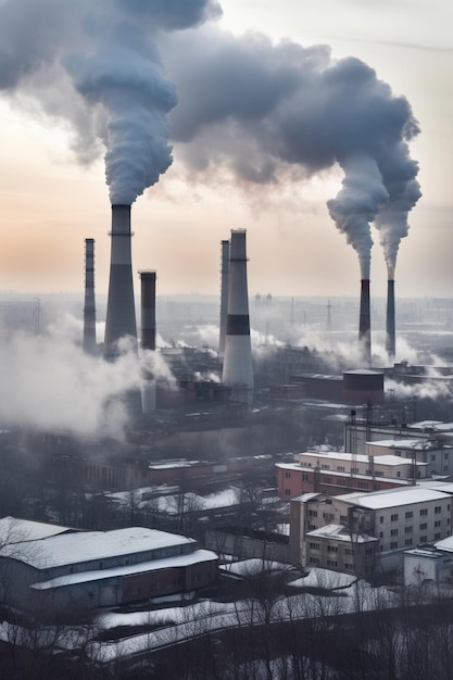 Eine Fabrik, aus der Rauch aufsteigt