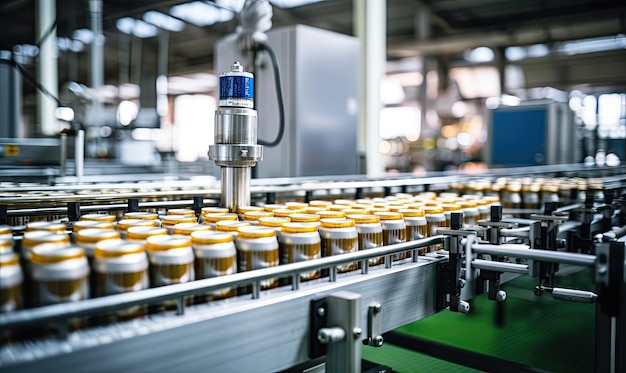 Foto eine fabrik, die mit farbenfrohen flaschen verschiedener flüssigkeiten überflutet ist