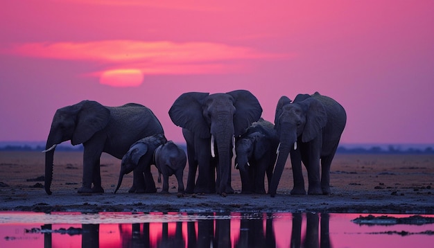 eine Familie afrikanischer Elefanten einschließlich Kälber