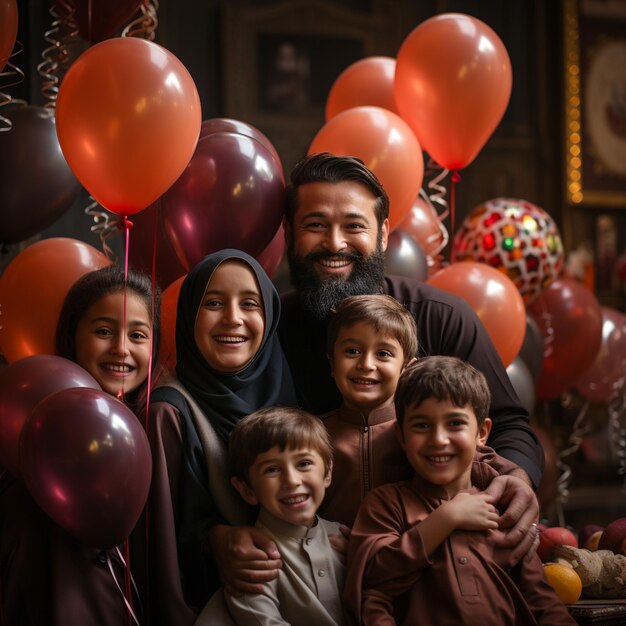 Eine Familie feiert Eid e Milad