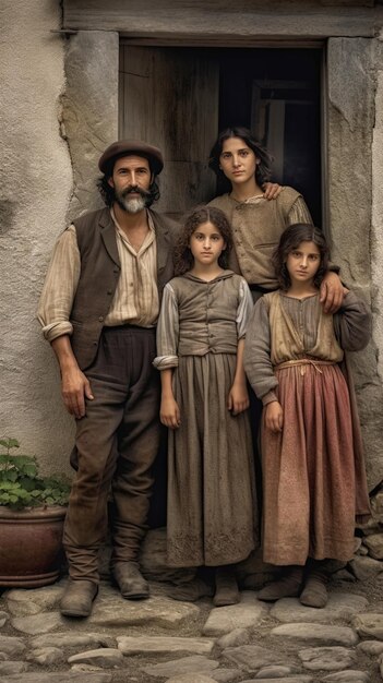 Foto eine familie posiert für ein foto mit zwei kindern