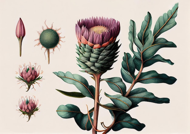 Foto eine fantasie nicht existierende pflanze swietenia macrophylla botanische illustration abstrakte generative ki-illustration