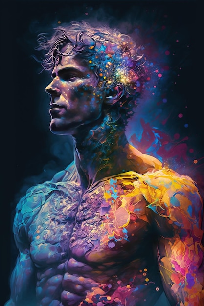 Eine farbenfrohe abstrakte Malerei des Menschen