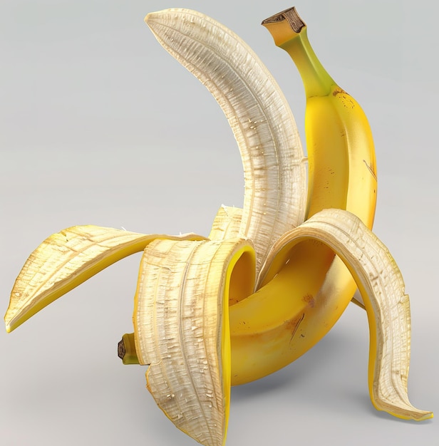 Eine farbenfrohe Ausstellung einer reifen, nicht geschälten Banane