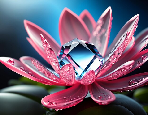 Eine farbenfrohe Blume mit kristallklaren glänzenden Blütenblättern, Kristall-HD-Hintergrundtapetenillustration