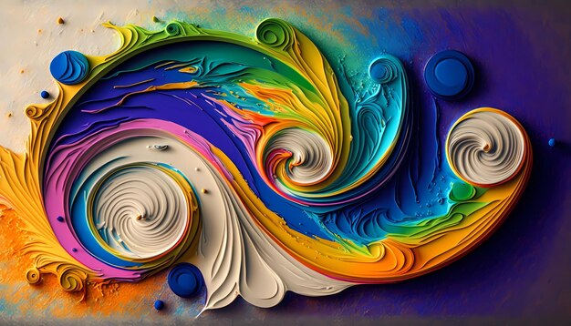 Foto eine farbenfrohe buchseite mit spiraldesign.
