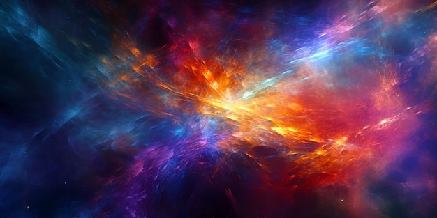 Eine farbenfrohe Explosion im Weltraum mit blauem Hintergrund