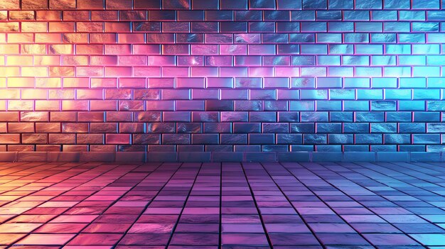 eine farbenfrohe Fliesenwand mit einem farbenfrohen Licht daraufNeon abstrakter Hintergrund farbenfroher Neontunnelraum