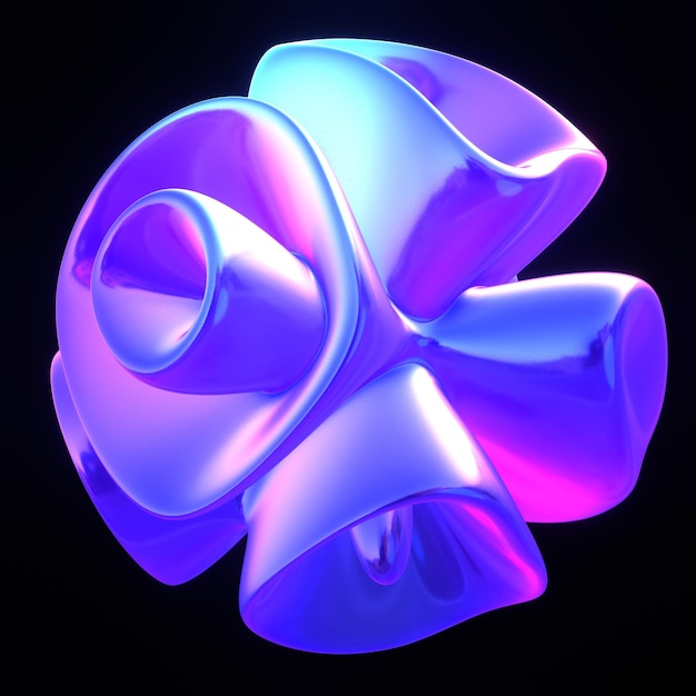 eine farbenfrohe irisierende 3D-Rendering-Form