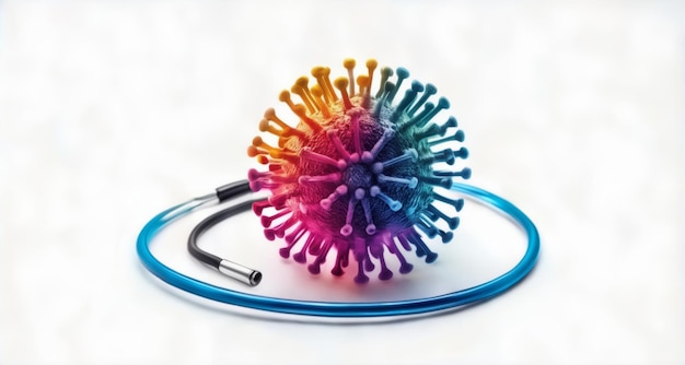 Eine farbenfrohe künstlerische Darstellung eines Virus