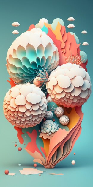 Eine farbenfrohe Papierkunst mit einem Blumenstrauß darauf