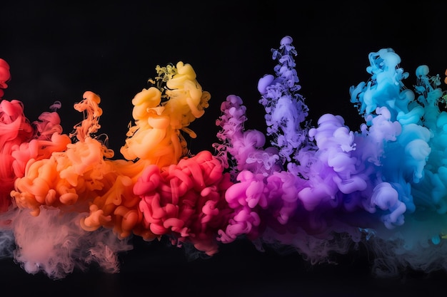 Eine farbenfrohe Rauchwolke mit einem Regenbogen von Farben