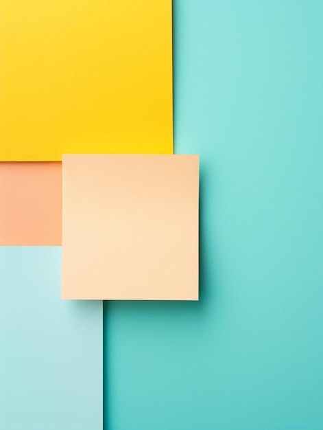 eine farbenfrohe Wand mit einem Quadrat gelber Quadrate und einem blauen Hintergrund