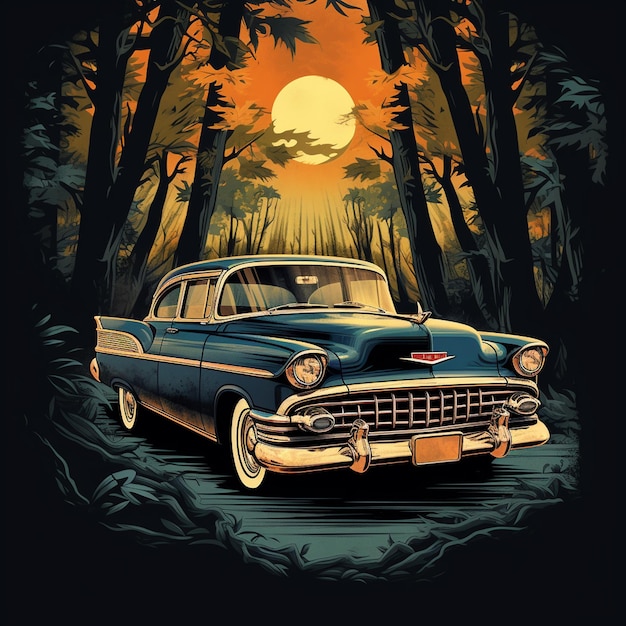 Eine farbige Mann-T-Shirt-Design-Affen-Carforect-Vektorillustration