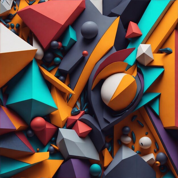 Eine faszinierende abstrakte Collage aus Formen und Farben im Hintergrund