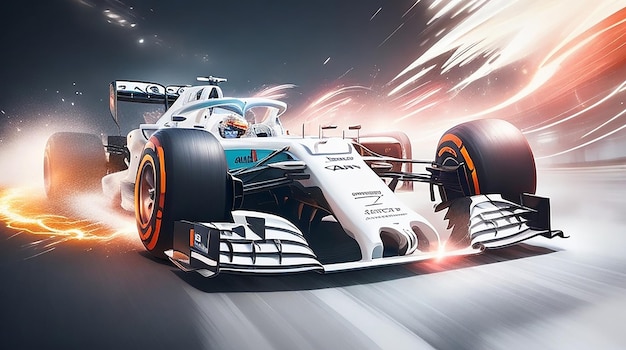 Eine faszinierende Anzeige von Kraft und Geschwindigkeit in einem generischen F1-Auto mit einem speziellen Bewegungs-Effekt