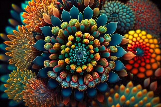 Eine faszinierende kaleidoskopische Vision abstrakter Blumen in einem reichen, sich ständig ändernden Muster