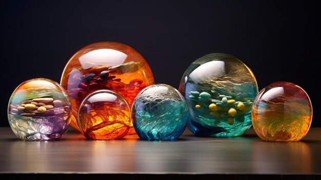 Foto eine faszinierende sammlung von glaskugeln