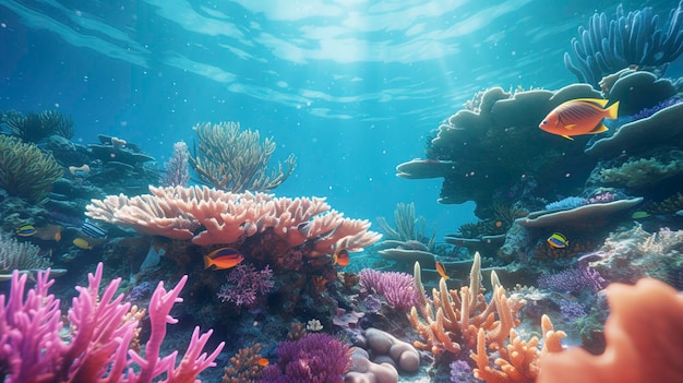 Eine faszinierende Unterwasseraufnahme eines lebendigen Korallenriffs