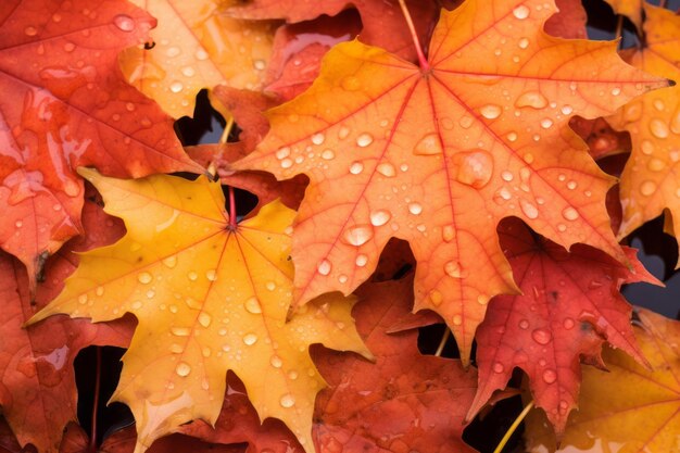 Eine fesselnde Ausstellung der Herbstfarben Acer-Platanoiden Ahornblätter im 32-Fach-Verhältnis