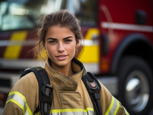 Eine Feuerwehrfrau kämpft tapfer gegen das Feuer