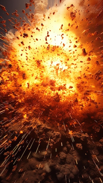 Foto eine feurige explosion, die von einer maschine gestartet wurde.