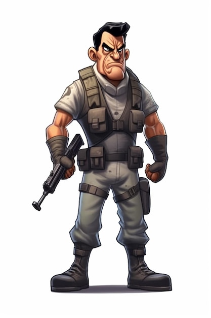 Eine Figur aus dem Spiel „Der Mann mit der Waffe“.