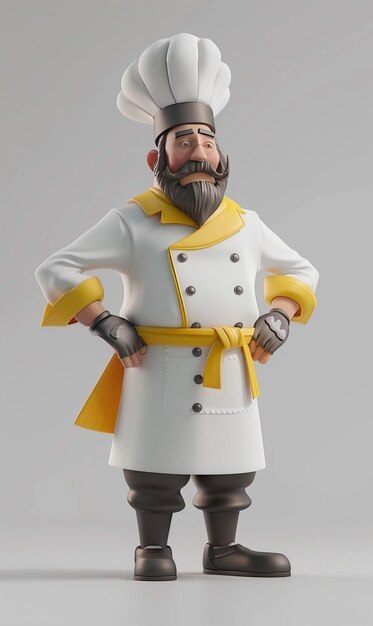 Foto eine figur eines mannes, der einen weißen mantel mit einem gelben schal trägt
