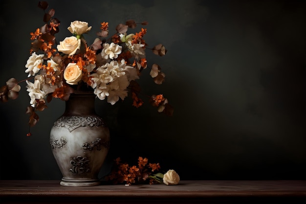 Foto eine fiktive vase mit blumen, die von einer generativen ki-software erstellt wurde
