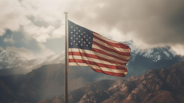 Foto eine flagge mit der amerikanischen flagge im hintergrund