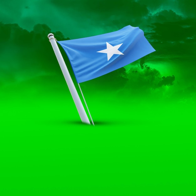 Eine Flagge Somalias auf einem grünen Wolkenhintergrund, der für soziale Medien verwendet wird