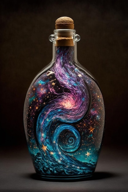 Eine Flasche Galaxienkunst.