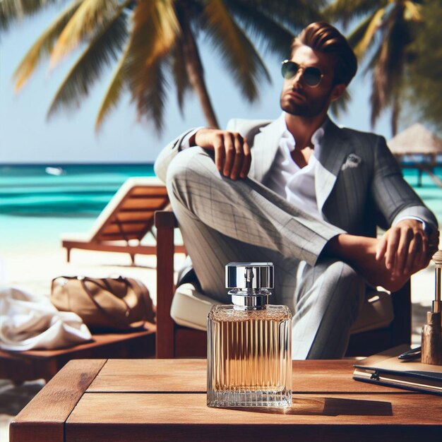 Eine Flasche Luxus-Männer-Parfüm ein liebevolles Geschenk für einen besonderen Mann für soziale Medien Vorlage Design