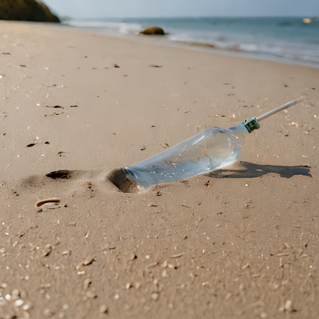 Foto eine flasche mit einem grünen etikett, auf dem seafoam steht