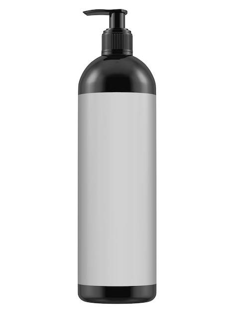 eine Flasche schwarze Flüssigkeit mit schwarzer Kappe