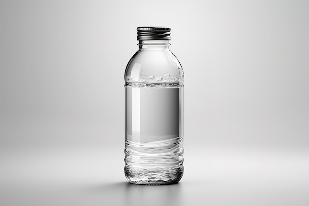 Eine Flasche Wasser mit einem silbernen Verschluss und einem silbernen Deckel.