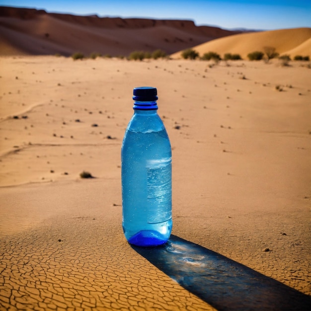 Eine Flasche Wasser mitten in der Wüste