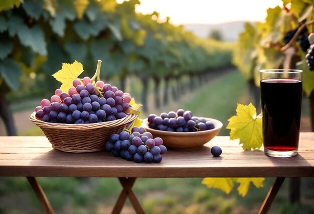 eine Flasche Wein steht neben einem Traubenstamm