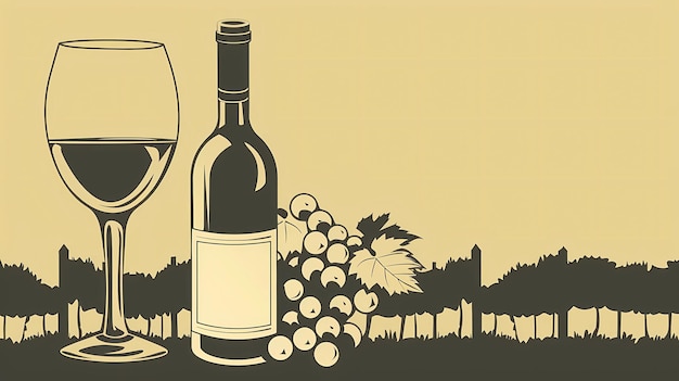 eine Flasche Wein und ein Glas Wein ein Bild für ein Weingut Weinplantagen Weinreben