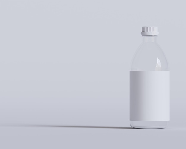 eine Flasche weißer Flüssigkeit sitzt auf einem Tisch